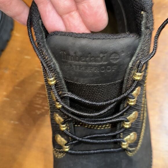 Timberland 12M Campsite Nubuck Black Gold Genuine Leather Textured Boots